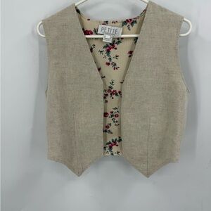 Petite Sophisticate vintage cotton linen blend reversible vest from 2004 S